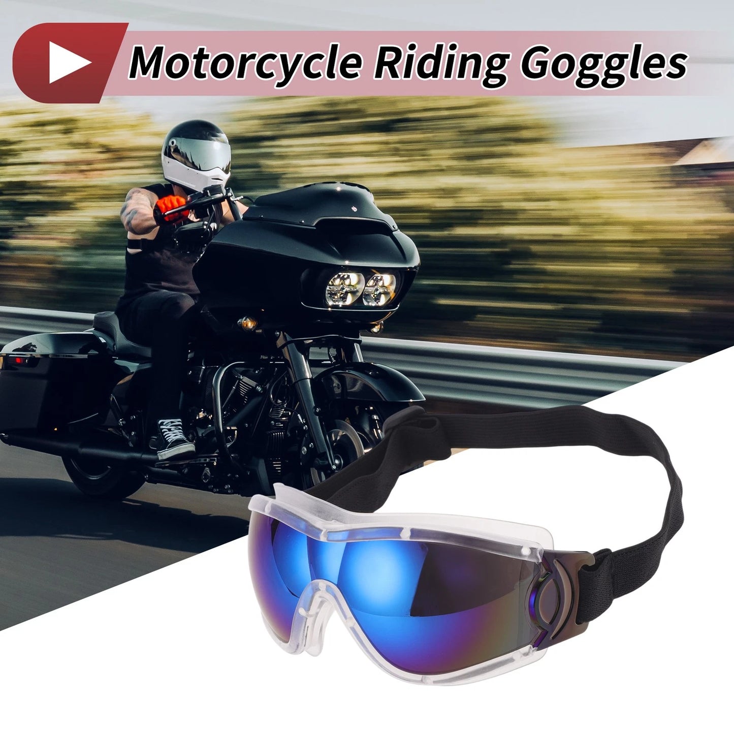 Goggles Colorful Lens White Frame PC PU for Motorcycle