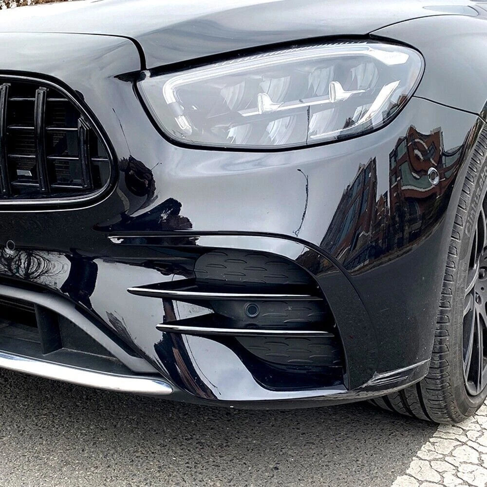 4 x Glossy Black Front Fog Light Eyebrow Covers for Benz E Class W213 (2021-23)