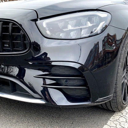 4 x Glossy Black Front Fog Light Eyebrow Covers for Benz E Class W213 (2021-23)