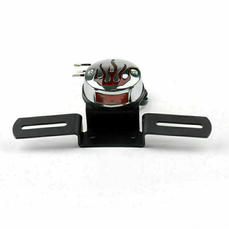 Flame Tail Light with Bracket for ATV Cafe Racer Bobber Chrome