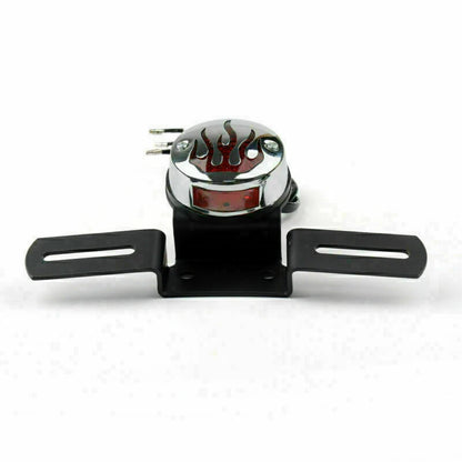 Flame Tail Light with Bracket for ATV Cafe Racer Bobber Chrome