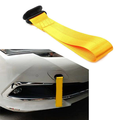 Tow Towing Strap Belt Rope for Universal Car Rear/Front Bumper - Yellow
