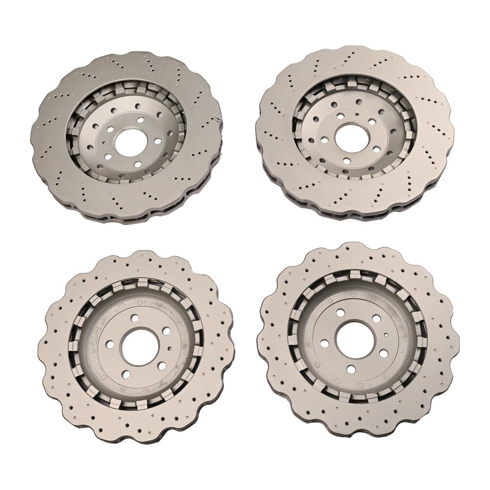 4 x Front & Rear Vented Drilled Dimpled Disc Brake Rotors for RS7 (2014–2016)