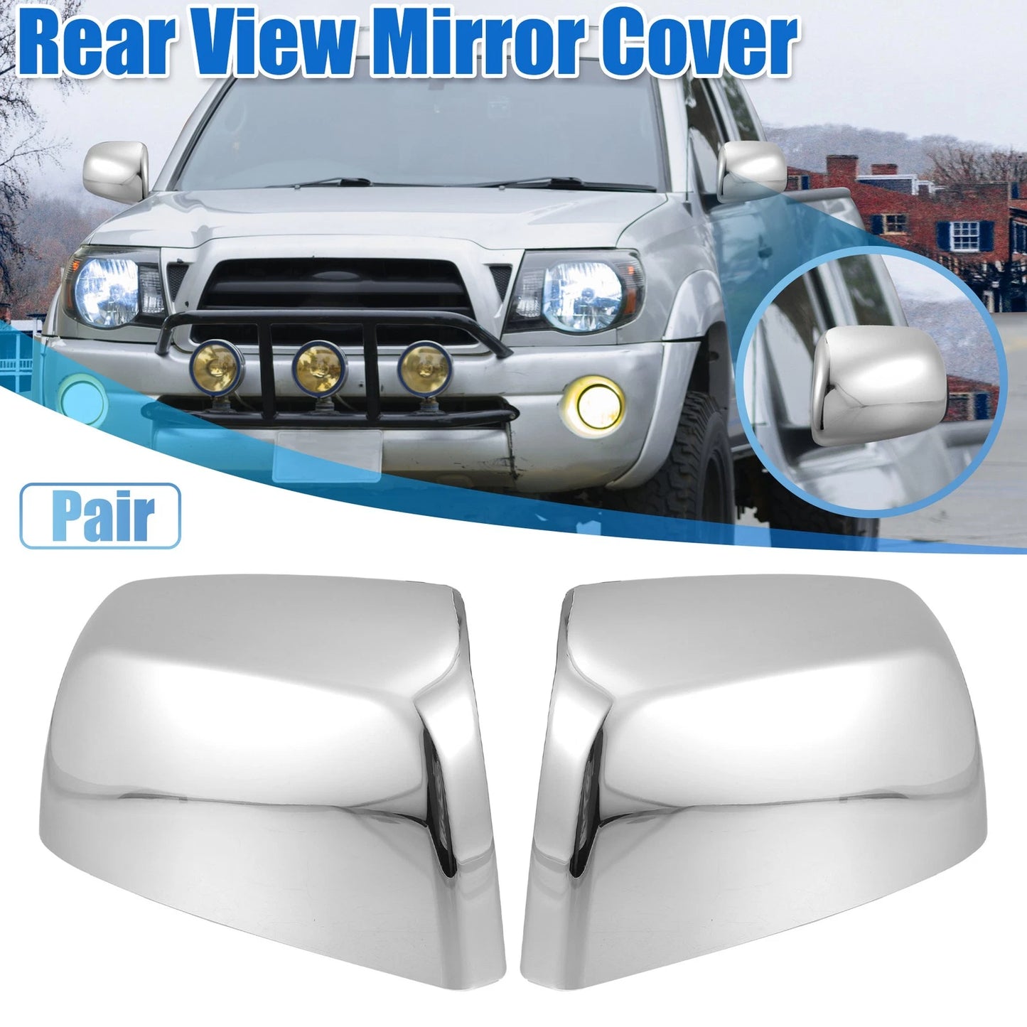 Chrome Plated Mirror Cover Top Upper Half Pair for Chevrolet
