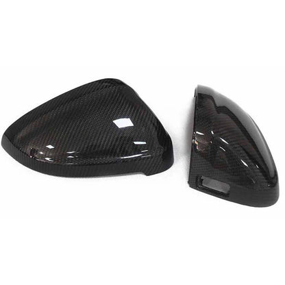 Carbon Fiber Replace Side Mirror Caps Cover Fit Audi A4 B9 17-23 w/ Lane Assist