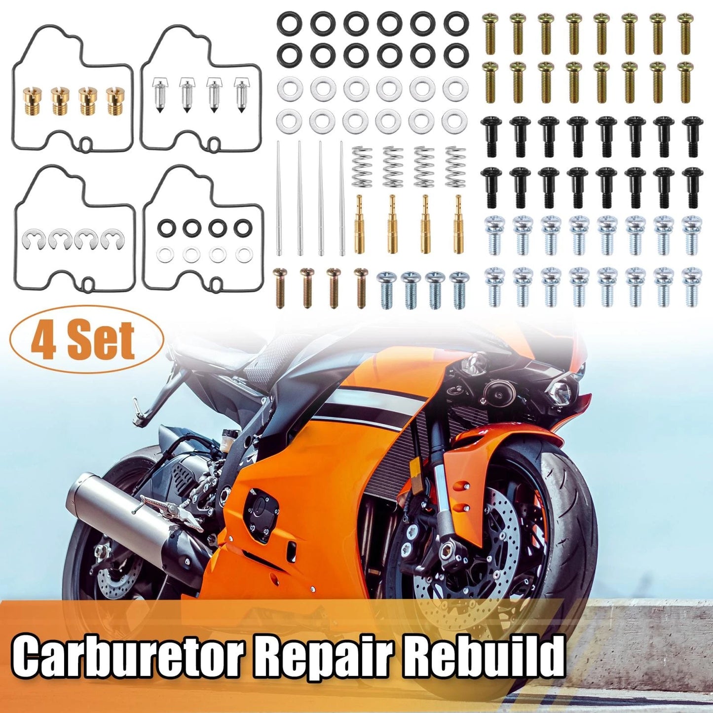4 x Set Carburetor Repair Rebuild Kit for Yamaha YZF R6 (1999–2002)