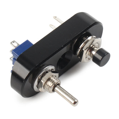 Mini Dual Toggle Switch Button for 7/8" Handlebar Horn Headlight ON-OFF Black