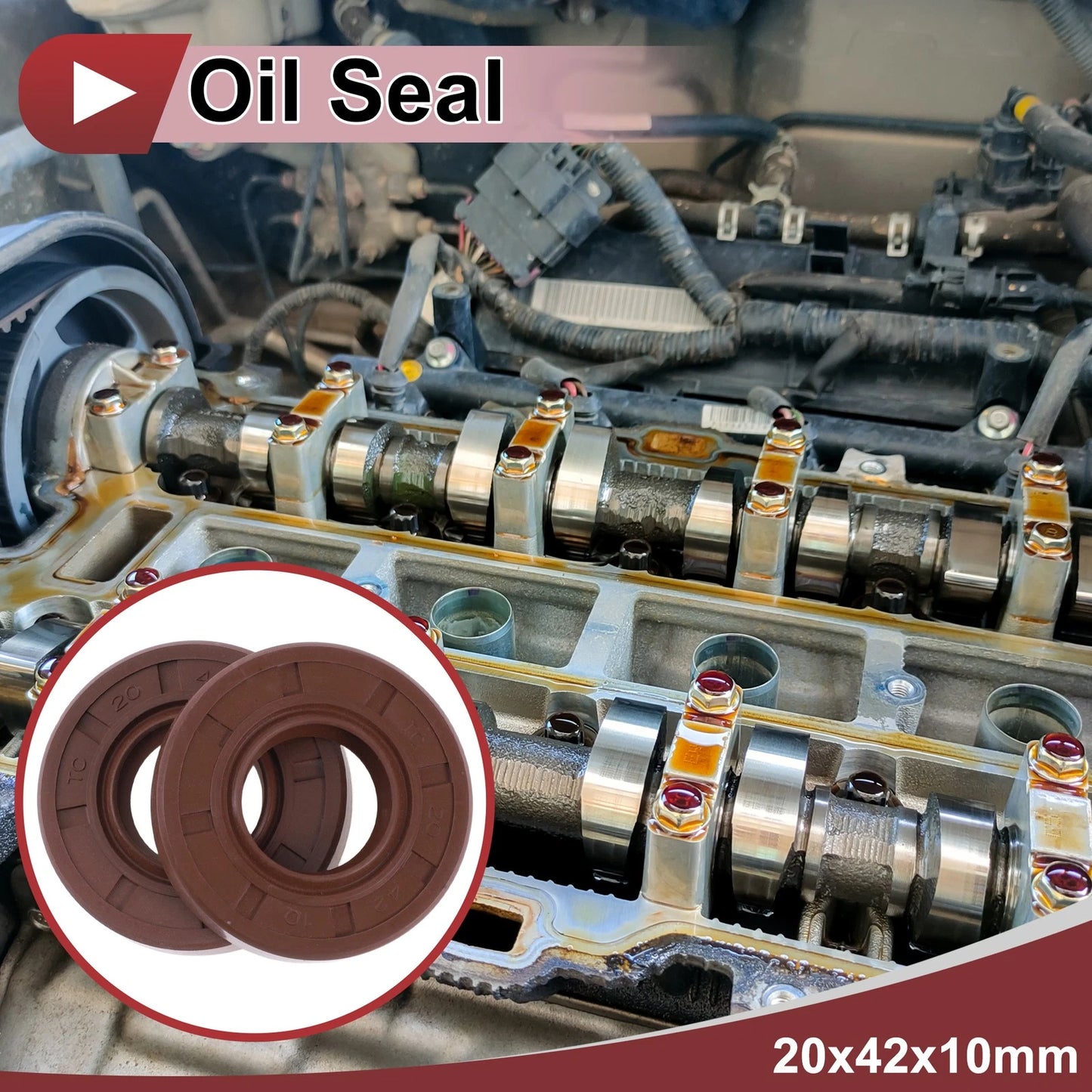 Oil Seal 20x42x10mm Brown 2 x for Make Model