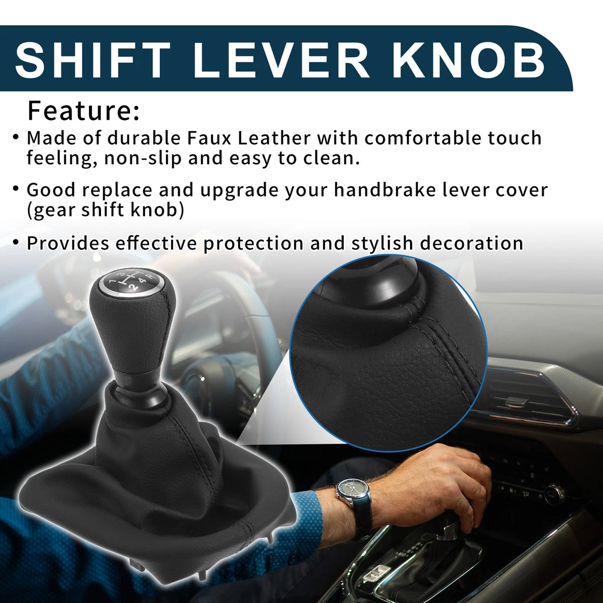 5 Speed Manual Gear Shift Knob & Cover for Peugeot 206 (2005-2008)