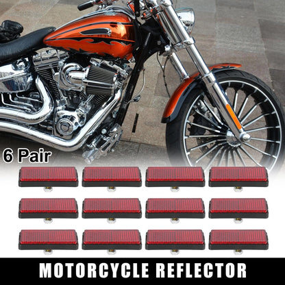 Warning Reflector 6 Pair M6x1.0 Red Rectangle for Motorcycle Bike