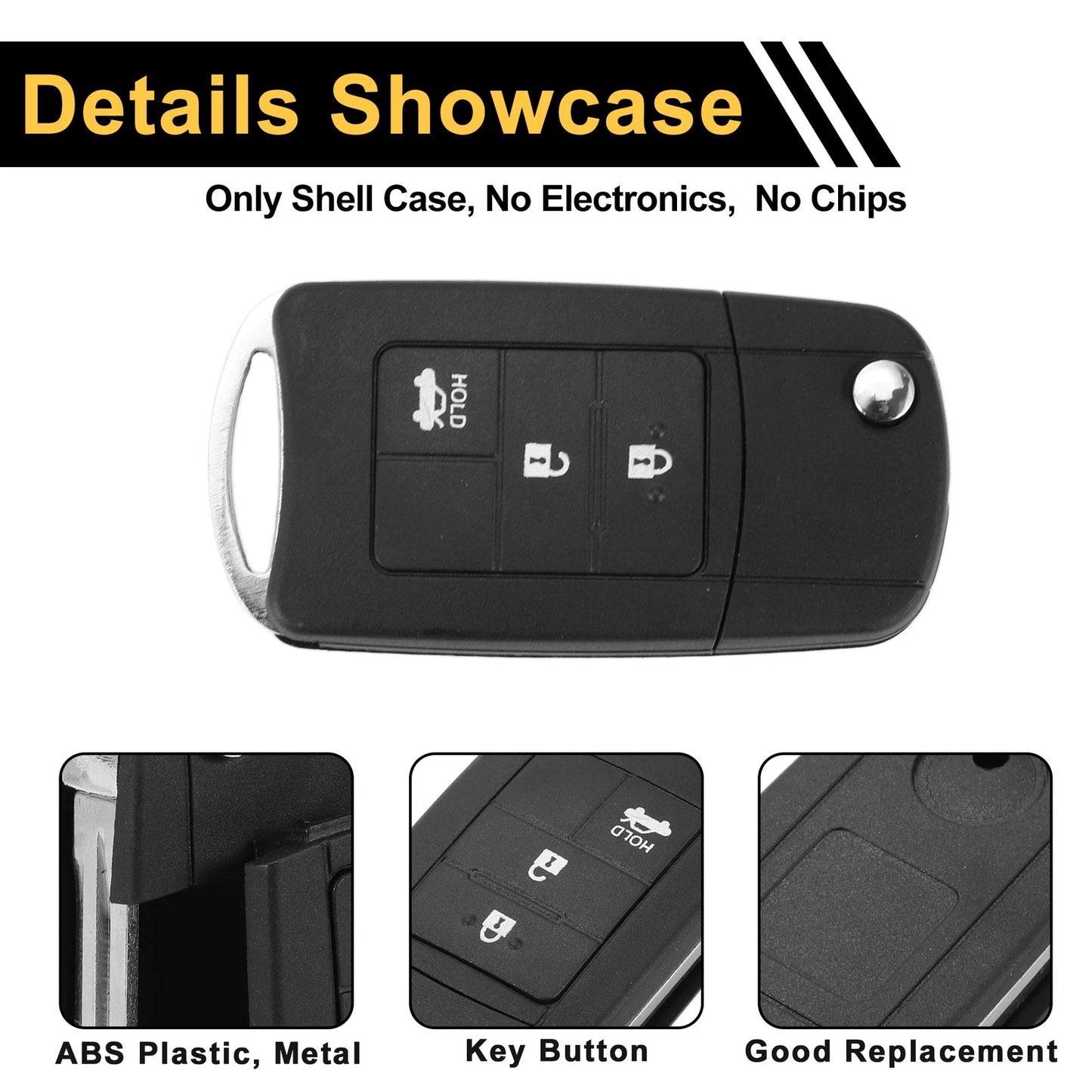 3 Button Key Fob Shell Case for Toyota RAV4 (2013-2015) Black