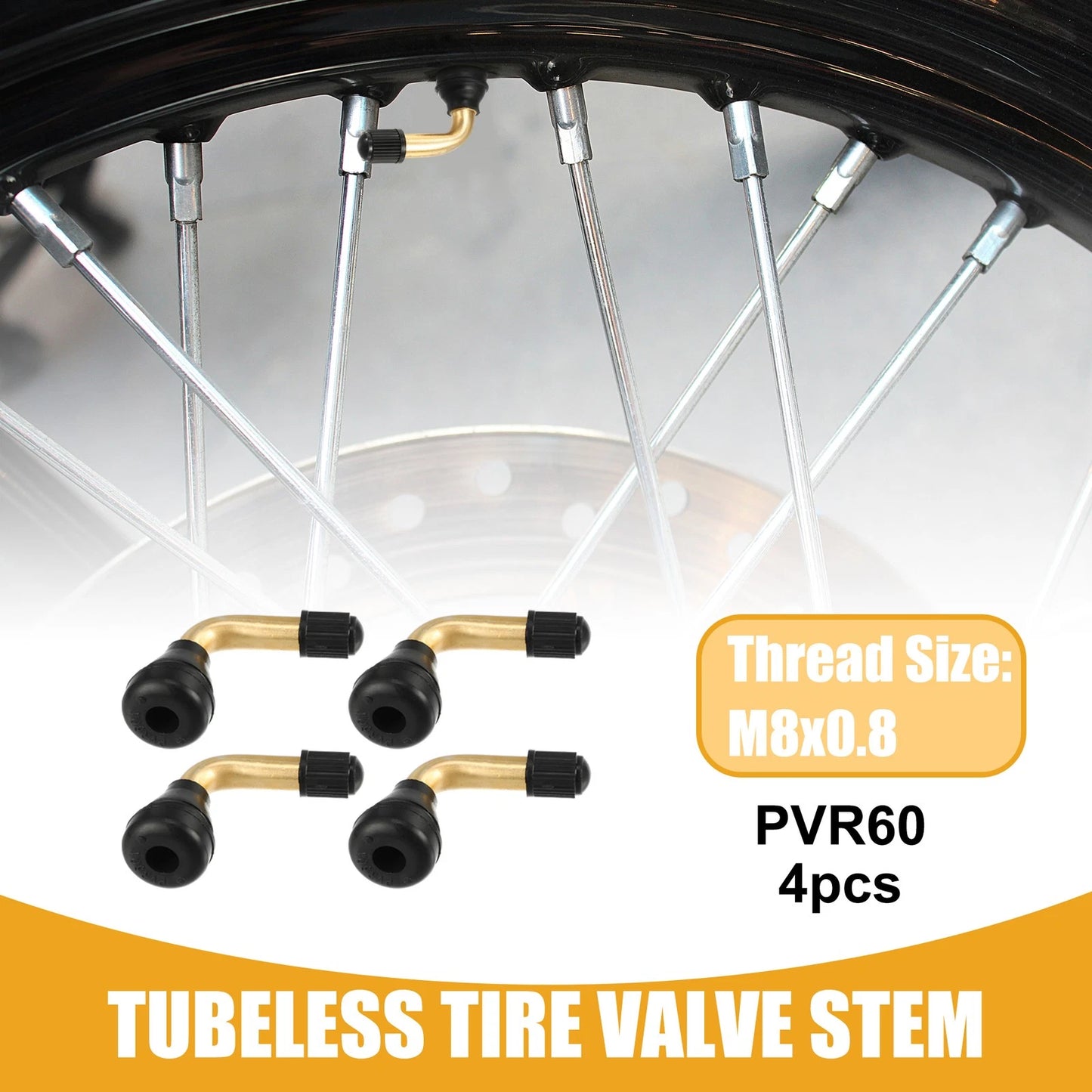 4 x PVR60 Tubeless Tire Valve for Cars Motorcycles Gold Tone