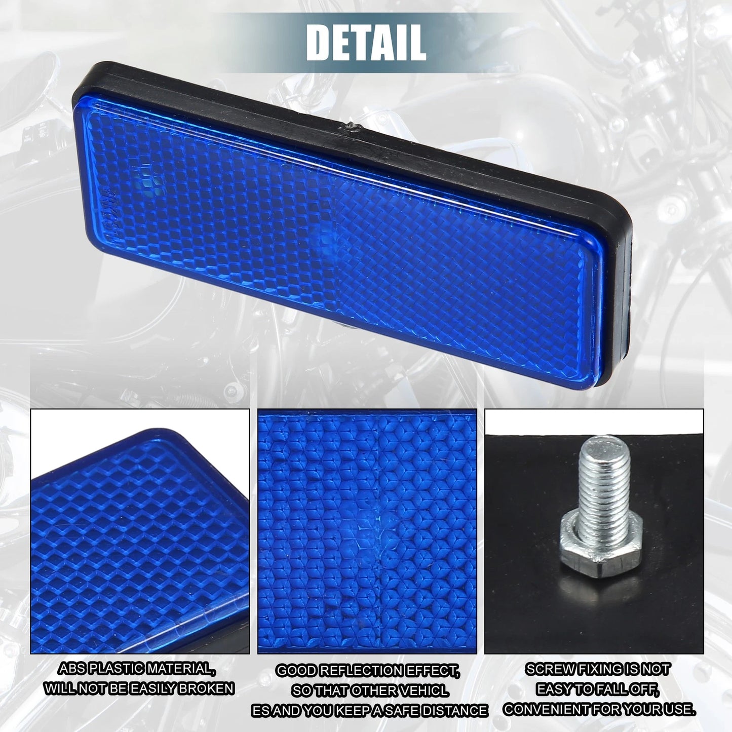 10 Universal Rectangle Shape Reflectors for Motorcycle Garbage Cans Blue