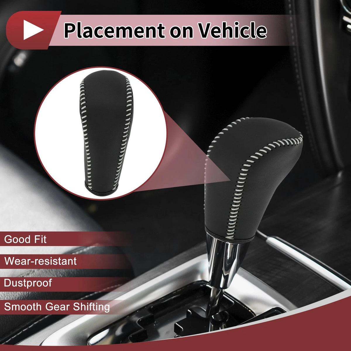 Gear Shift Knob Cover for BMW 3 Series E90 Black Beige Faux Leather