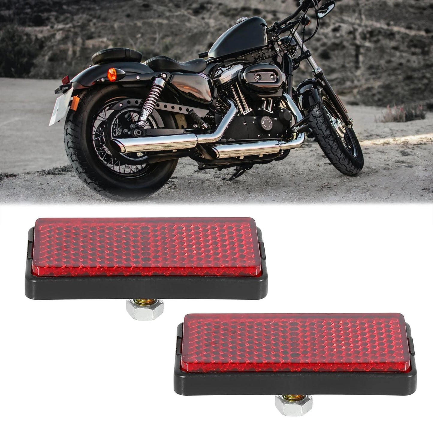 M6x1.0 Red License Plate Reflector 2 x for Motorcycles ATV Dirt Bike Universal