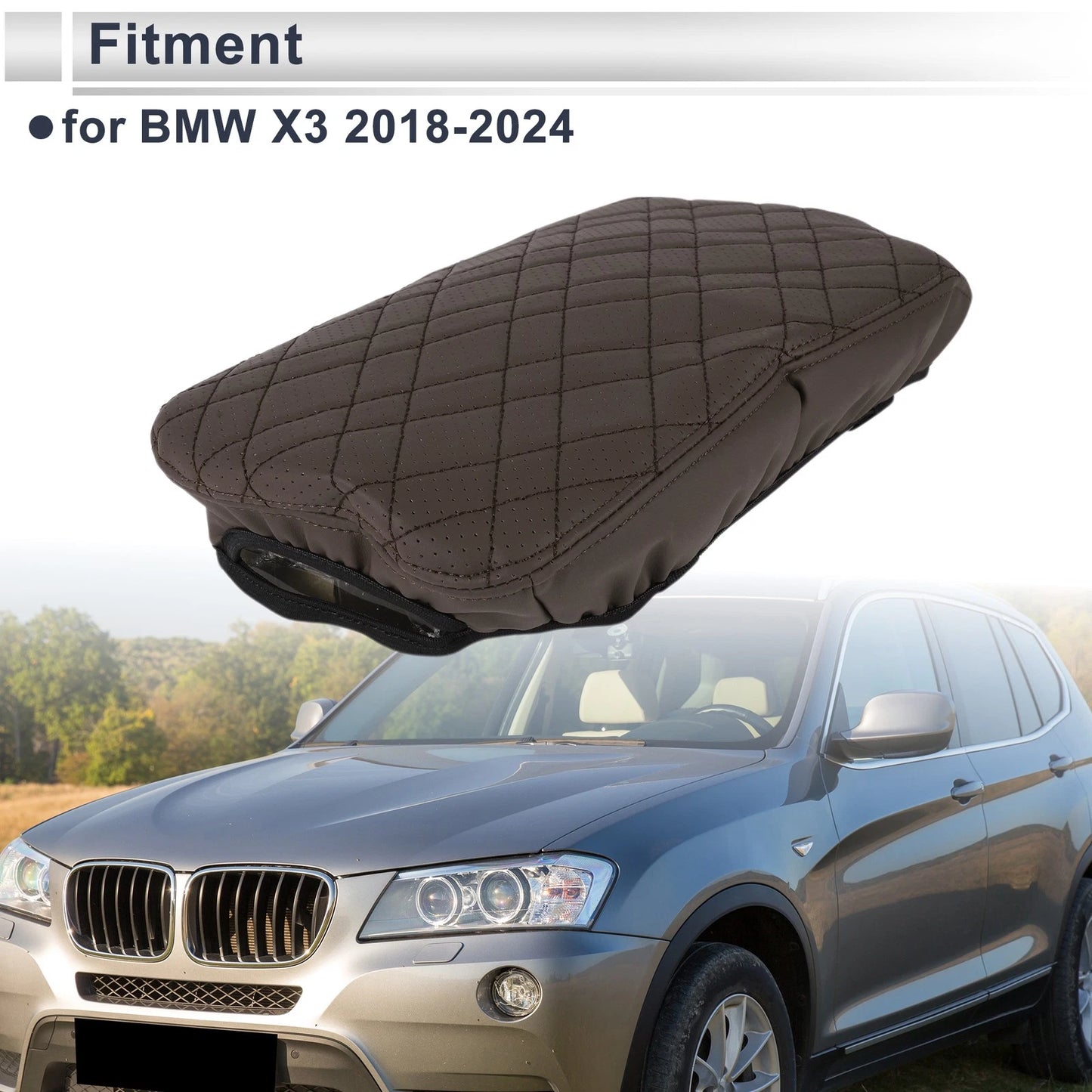 Car Center Console Cover for BMW X3 Deep Brown (2018-2024)