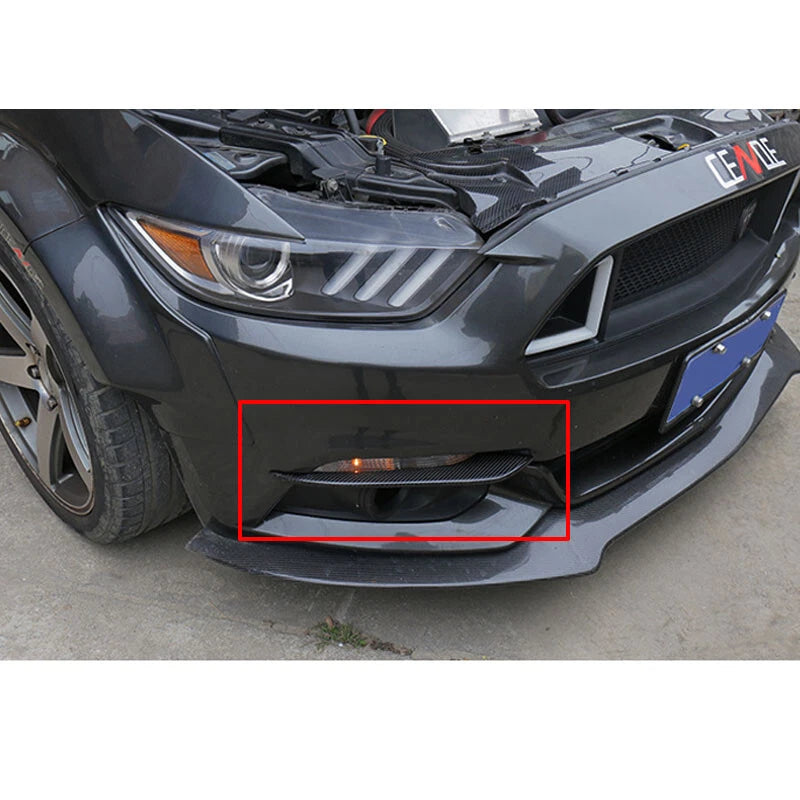 Carbon Fiber Style Front Fog lamp Light Brow Eyelids Trim For Mustang 2015-2018