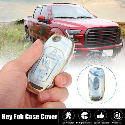 Key Fob Remote Control Cover 3 x Button TPU Shell Blue for Ford F150 (2015-2018)