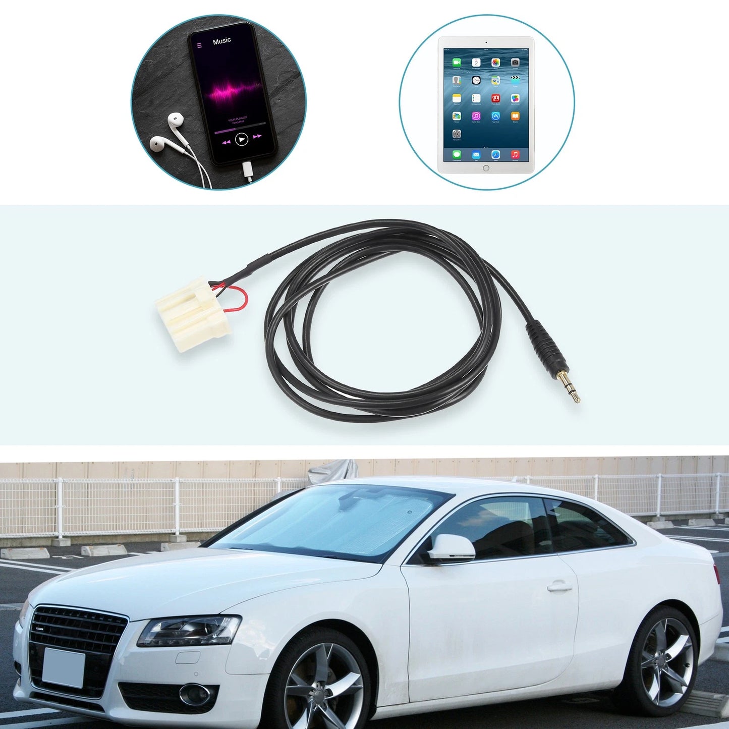 AUX 3.5mm Audio Adapter Cable for Mazda 2 3 5 6 (2006-2013)