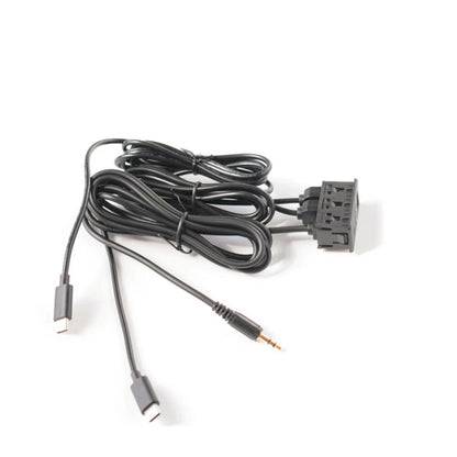 USB Type-C AUX RCA Audio Input Socket Panel Extension Cable Adapter Black