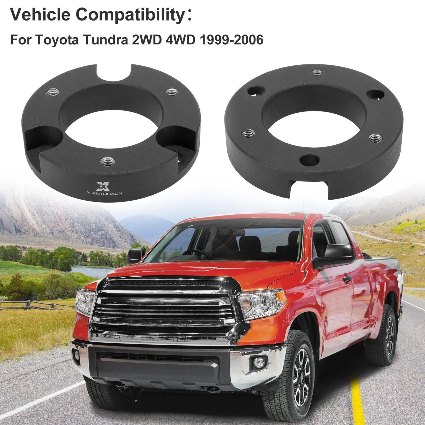 2" Front Leveling Lift Kit Strut Spacers Black for Toyota Tundra 2WD 4WD (2000–2006)