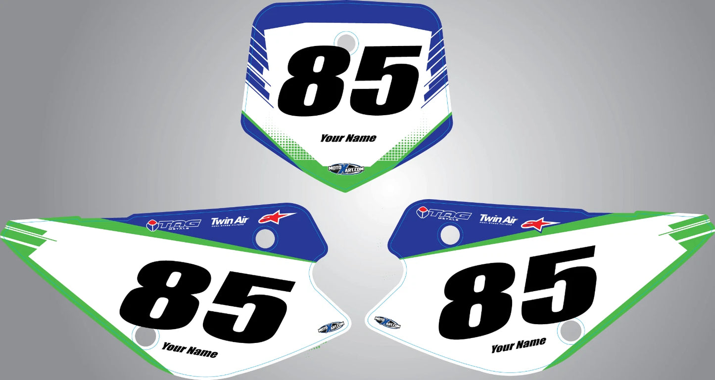 Custom Number Plate Graphics for Kawasaki KX 85 (1998-2013)