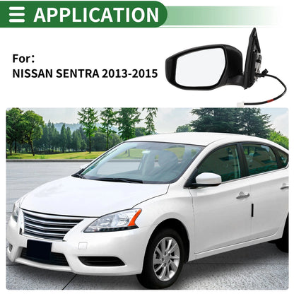 Left Side Door Mirror for Nissan Sentra (2013-2015) Manual Folding Black