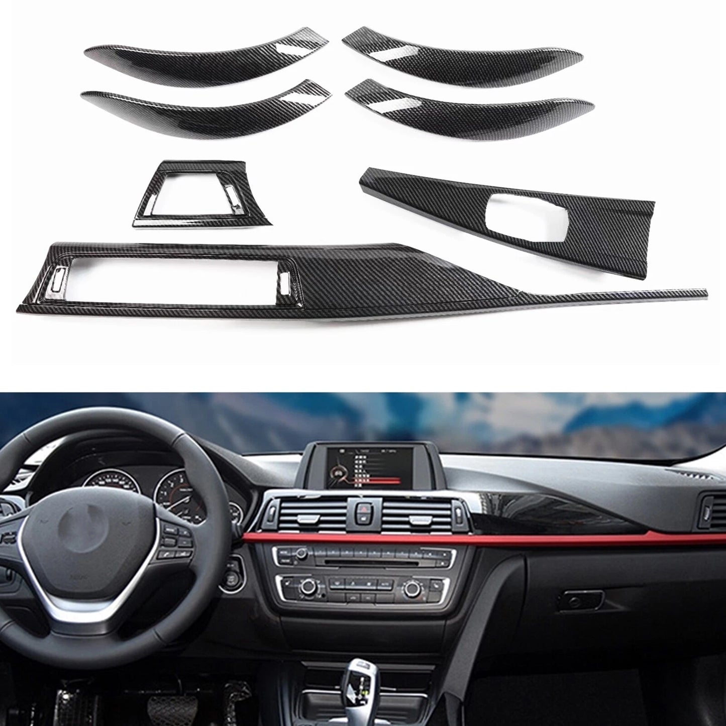 7pcs Dashboard Cover Trim Kit for BMW F30 F31 F34 (2012-2018)