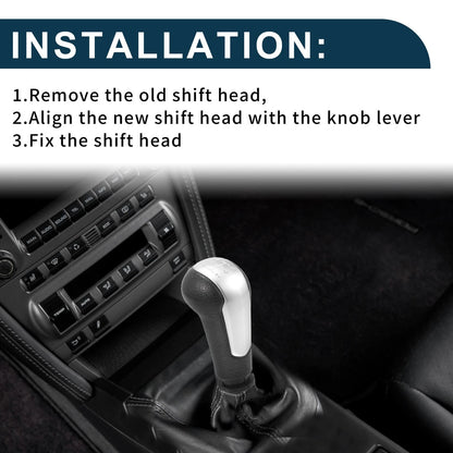 5-Speed Manual Gear Shifter Knob for Chevrolet Spark Plastic Black Silver Tone