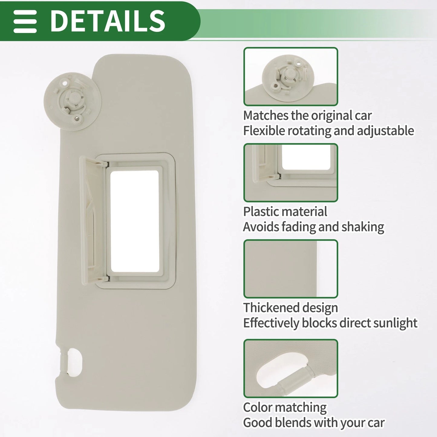 Right Sun Visor with Mirror for Chevrolet Sonic (2012-2016)