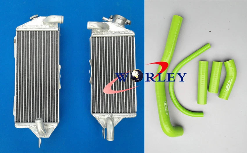 Aluminum Radiator & Green Silicone Hose for Kawasaki KX500 (1988-2004)