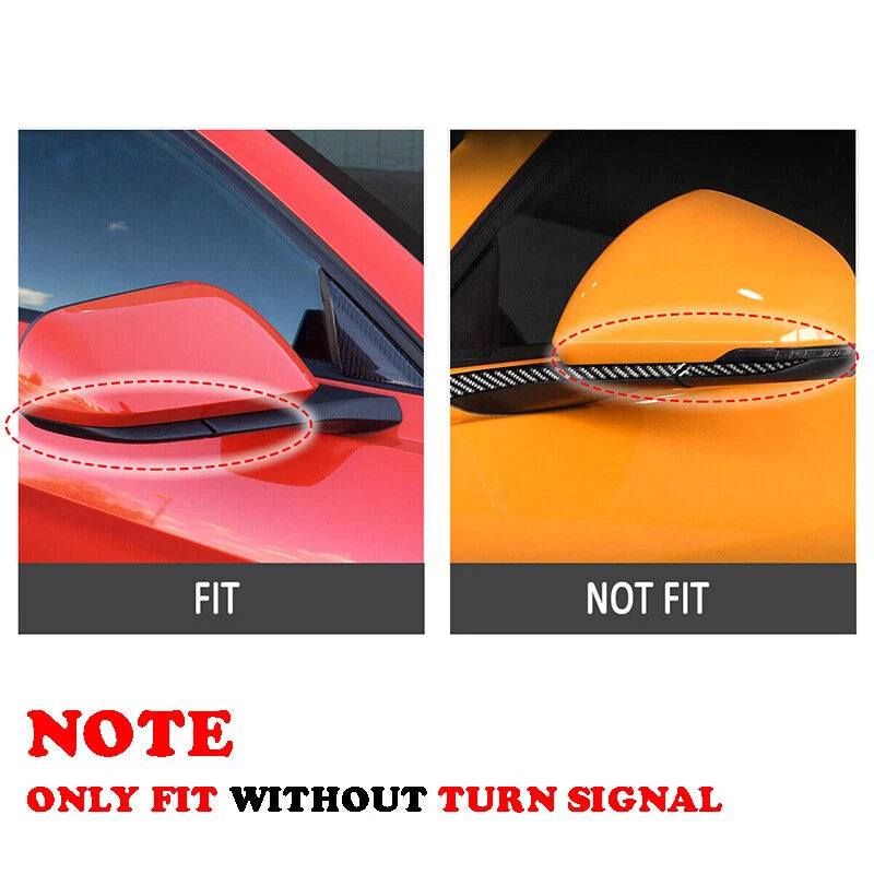Glossy Black Horn Style Rearview Side Mirror Cover Caps for Ford Mustang (2015-2021)