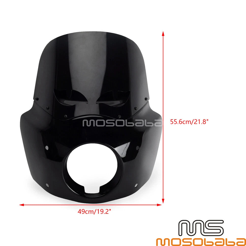 Matte Black Headlight Fairing w/ 12" Windshield for HD Softail Low Rider S (20-23)