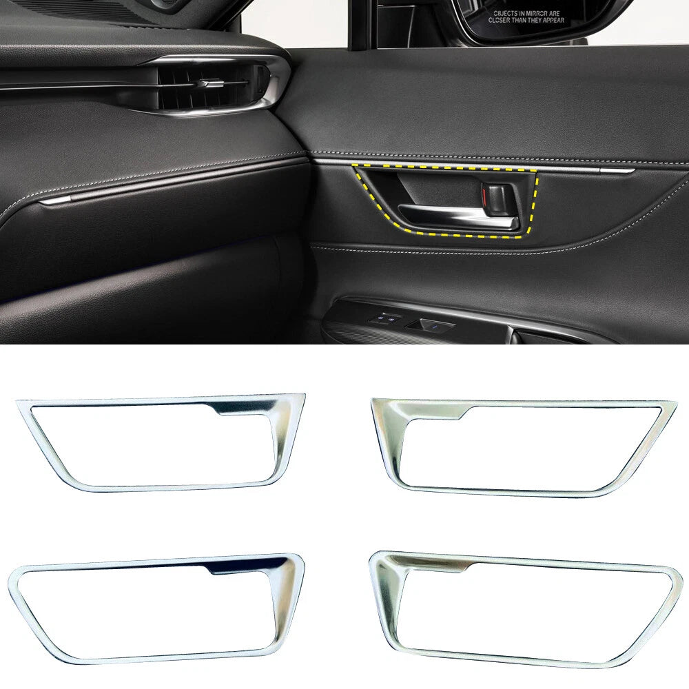 Steel Interior Door Handle Cover Trim Silver for Toyota Harrier Venza (2020-2024)
