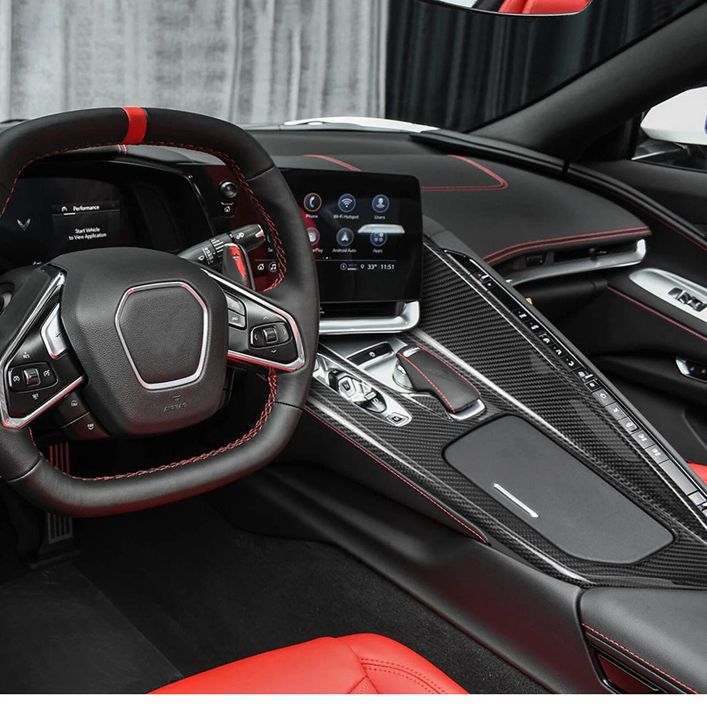 Control Gear Shift Panel Cover for Corvette C8 (2020-2023) Carbon Fiber