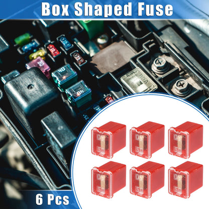 6 x Mini Box Shaped Fuse 50 Amps for Pickup Trucks & Cars