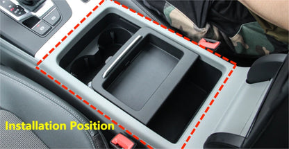 Matte Silver Front Water Cup Holder Frame Cover Trim for Audi Q5 (2018-2022)