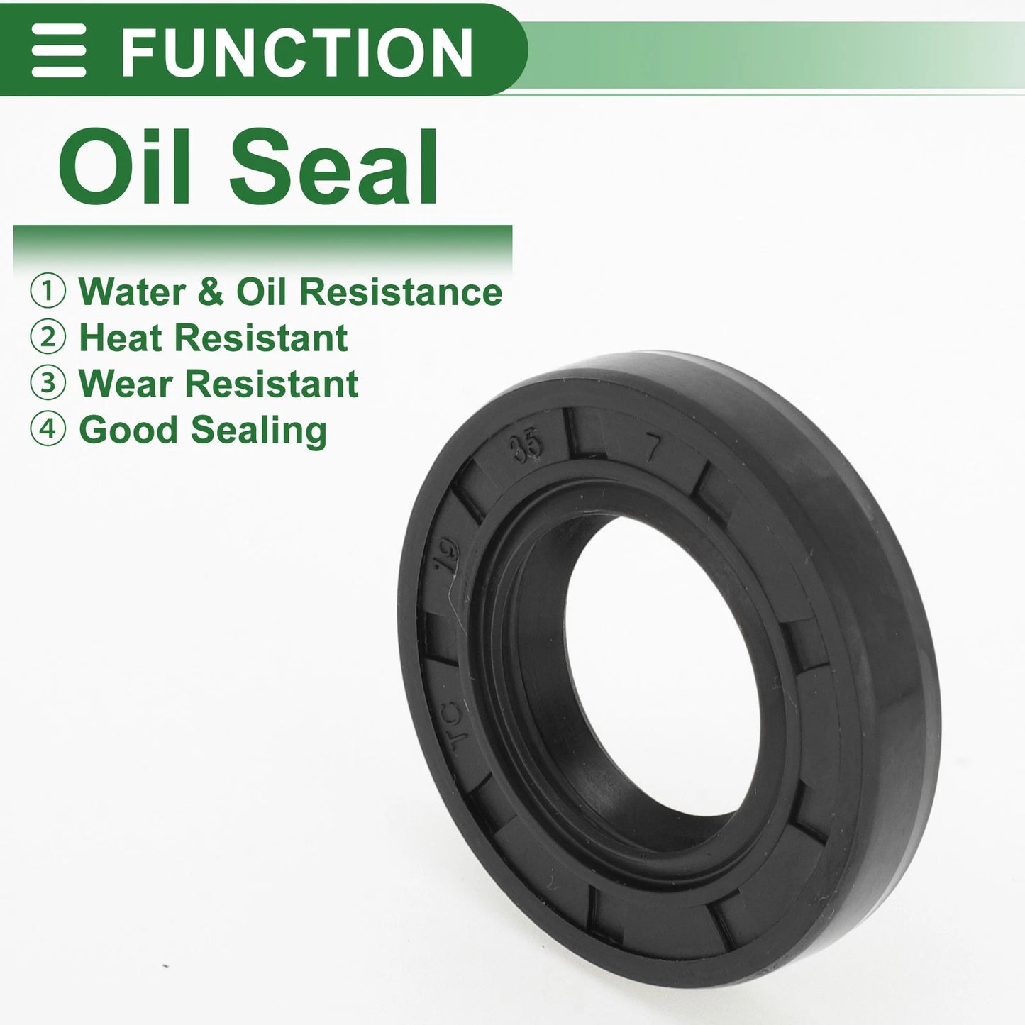 Oil Seal / 19x35x7mm / Seal Ring Rotary Shaft Seal NBR Black 5 Pcs