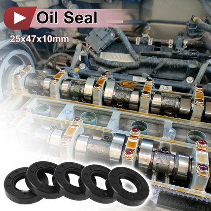 Rotary Shaft Seal Nitrile 70D Rubber 25x47x10mm Black 5 pcs