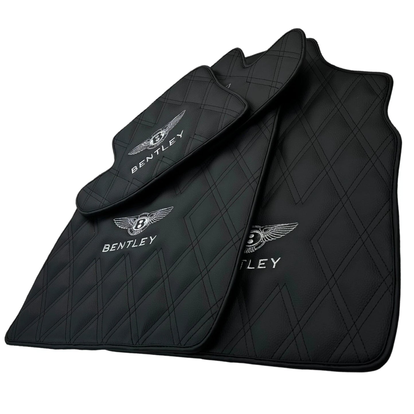 Black Leather Floor Mats for Bentley Continental GT (2004-2017) - Hand Made Set