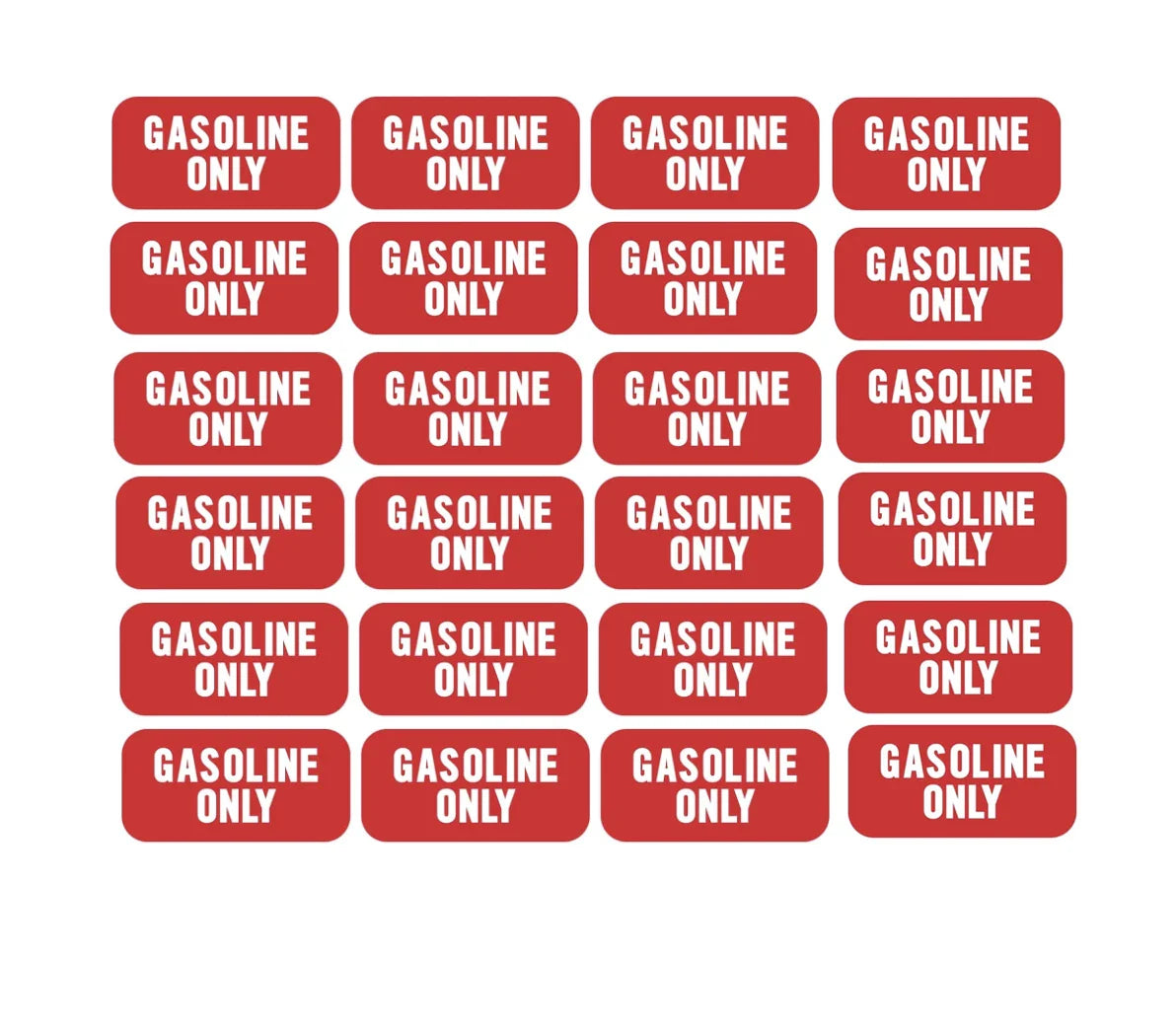 1"x 2" Gasoline Only Sticker Vinyl Fuel Warning Decal for Gas Can (24pcs)
