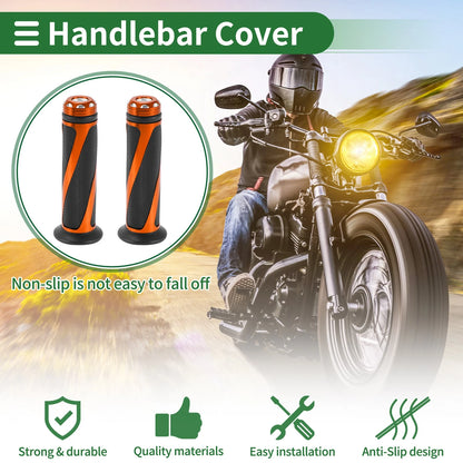 Hand Grips 7/8" 22mm Motorcycle Grips Rubber Black Orange for Motorcycle