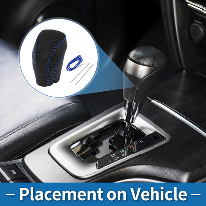 1pc Gear Shift Knob Cover Black Blue Faux Leather for Toyota Camry (2018–2024)