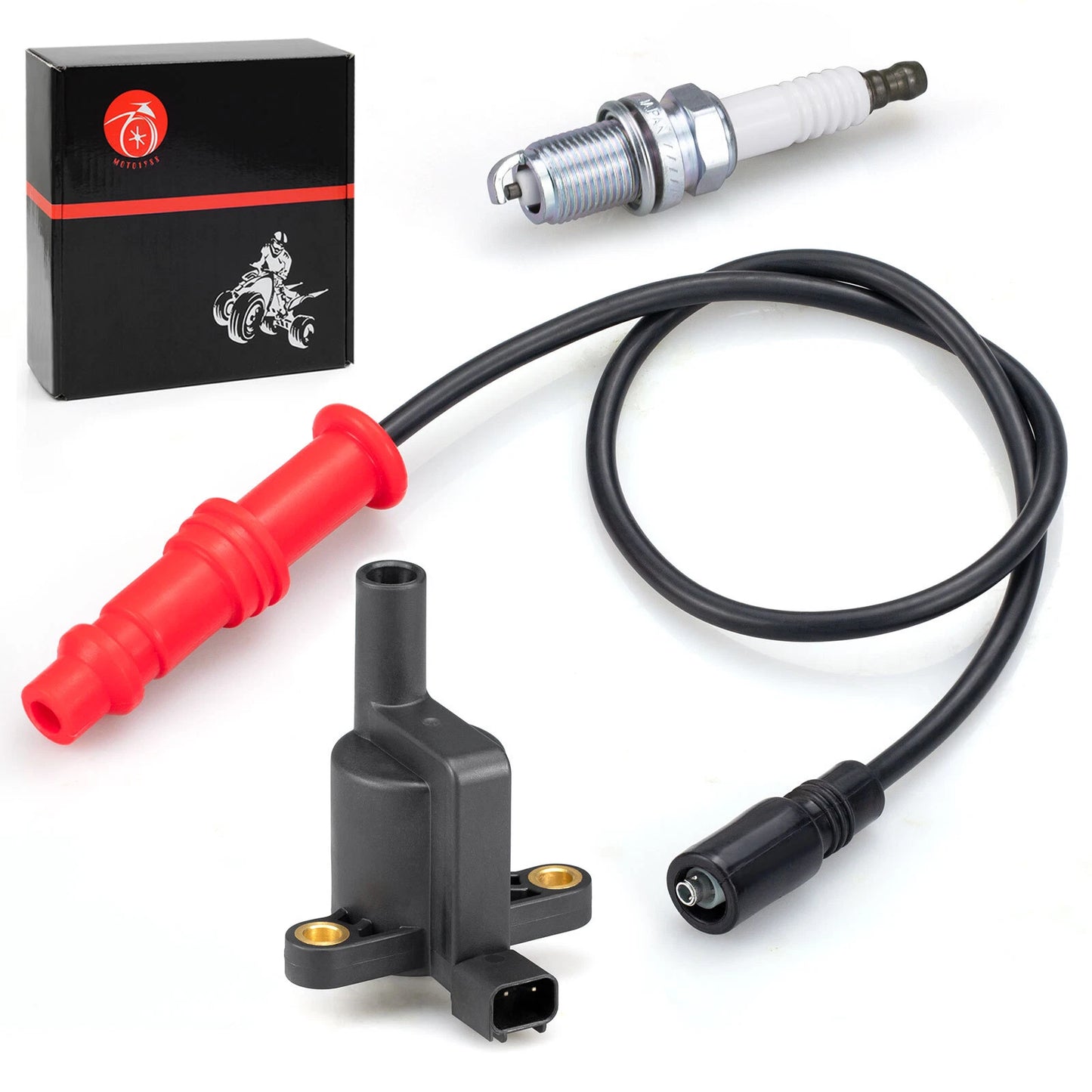 Ignition Coil w/ Wire Cap & Spark Plug for Polaris Ranger 500 4x4 (2008-2012)