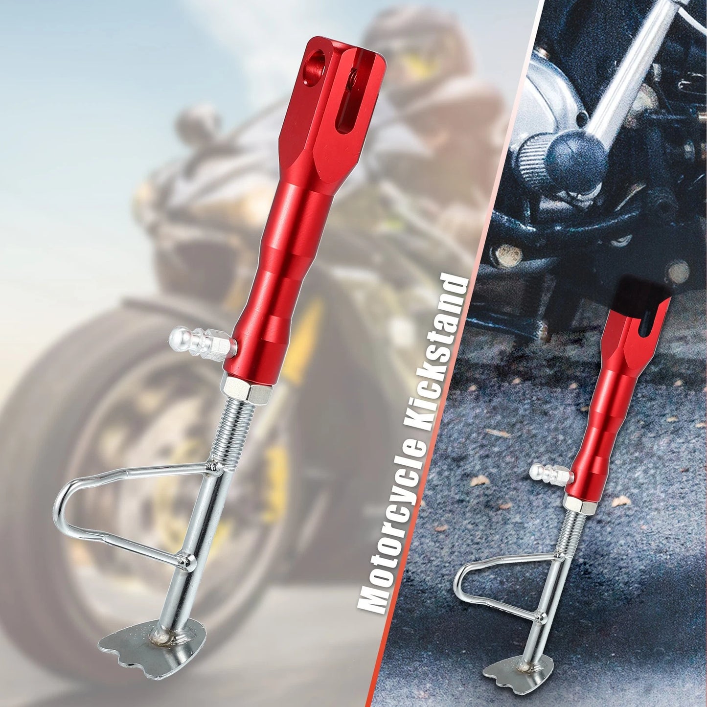 Kickstand Motorcycle Side Stand Adjust Holder Foot Red