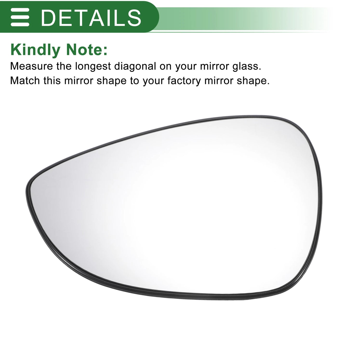 Left Side White Mirror Glass w/ Back Convex for Ford B Max (2012-2018)