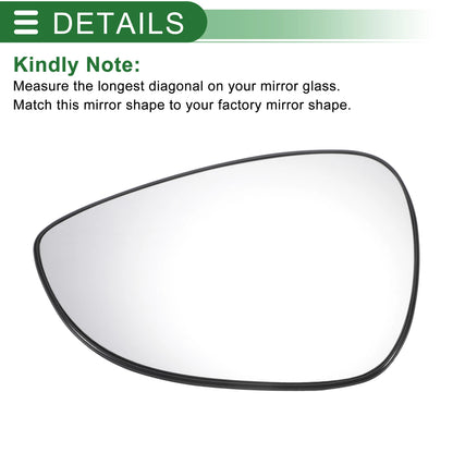 Left Side White Mirror Glass w/ Back Convex for Ford B Max (2012-2018)