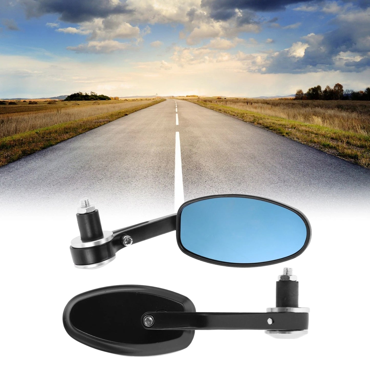 Rear View Mirror Handlebar Mirror Aluminum Black Silver Tone for M8