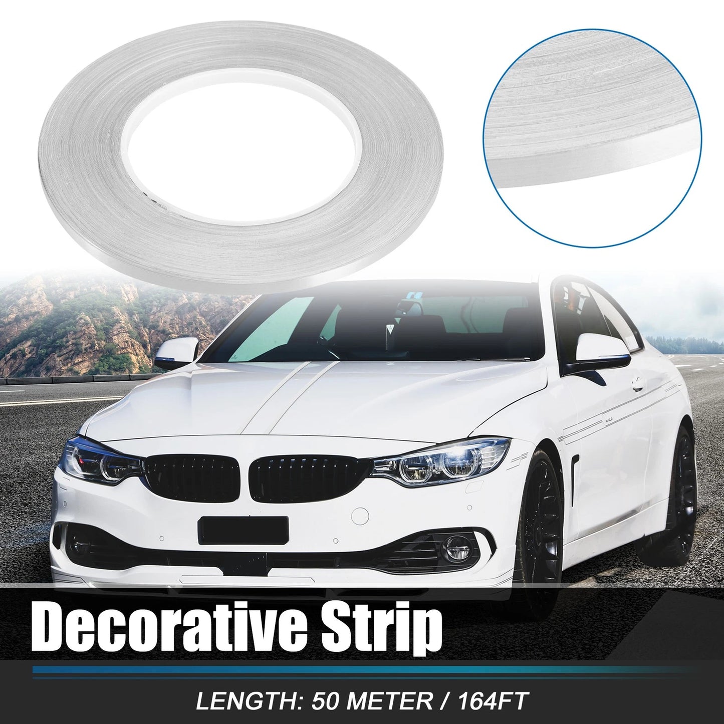 Decorative Strips Waterproof Silver Tone for Car Motorcycle