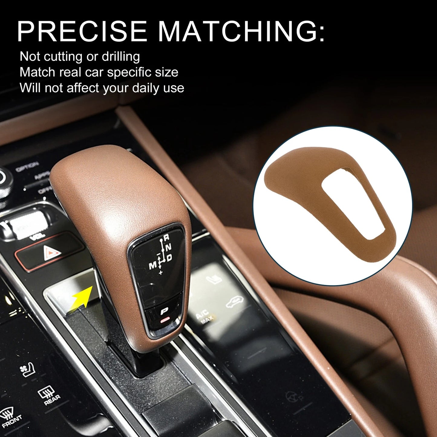 Gear Shift Knob Cap Cover for Porsche Cayenne 2018-2025 Brown Console 1 x
